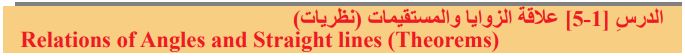 الدرس الأول علاقة الزوايا والمستقيمات (نظريات)